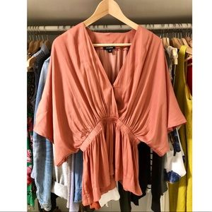 Silky Pink Peplum Blouse